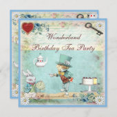 不機嫌ハッタワンダーランド誕生日ティーパーティー招待状 招待状 (正面/裏面)