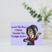 不機嫌ハッターおもしろいやる気を起こさせる引用文 ポストカード (スタンド正面)