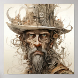 不機嫌ハッターのウィムシー：偏心ハットのポートレート ポスター