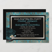 不機嫌ハッターアリスインワンダーランドブライダルシャワー 招待状 (正面/裏面)