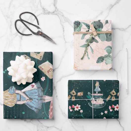 不機嫌ハッターアリスinワンダーランドコラージュデコップページ ラッピングペーパーシート (正面)