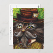 不機嫌ハッターキャットアリスinワンダーランドファンタジーアート ポストカード (正面/裏面)
