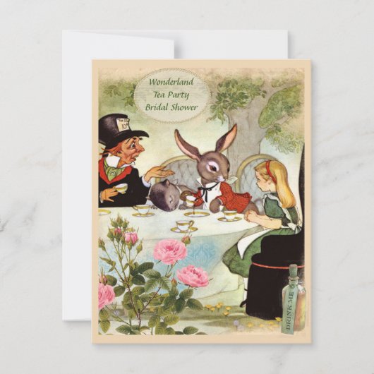 不機嫌ハッターズティーパーティーブライダルシャワー 招待状 (正面)