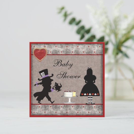 不機嫌ハッターズティーパーティーベビーシャワー招待状 招待状 (スタンド正面)