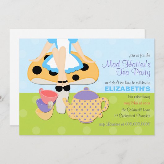 不機嫌ハッターズティーパーティー誕生日招待状 招待状 (正面/裏面)