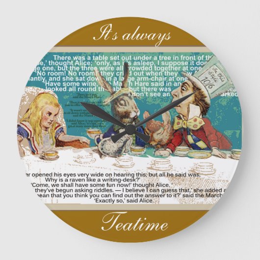 不機嫌ハッターズティーパーティー ラージ壁時計 (正面)