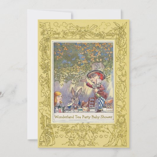 不機嫌ハッターズワンダーランドティーパーティーベビーシャワー 招待状 (正面)