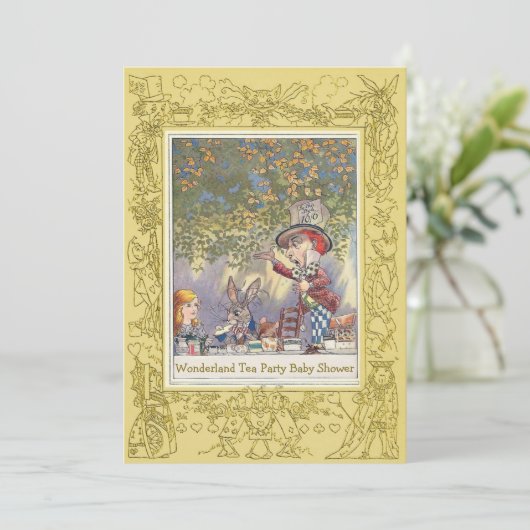 不機嫌ハッターズワンダーランドティーパーティーベビーシャワー 招待状 (スタンド正面)