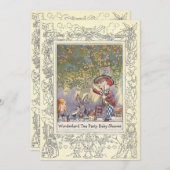 不機嫌ハッターズワンダーランドティーパーティーベビーシャワー 招待状 (正面/裏面)