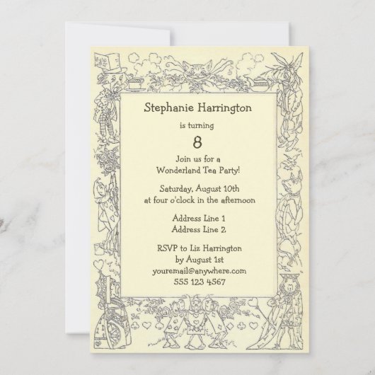 不機嫌ハッターズワンダーランド誕生日ティーパーティー 招待状 (裏面)