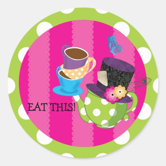 不機嫌ハッターティーパーティー誕生日シール ラウンドシール (正面)