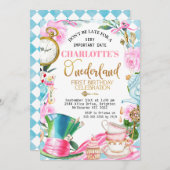 不機嫌ハッターハットアリスOnederland 1st Birthday 招待状 (正面/裏面)