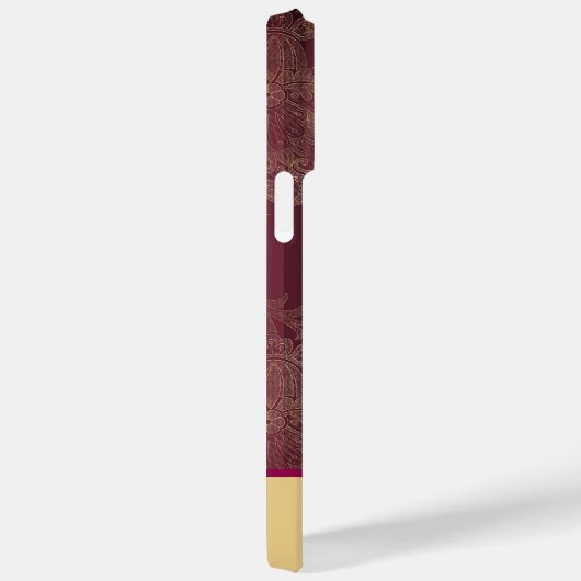 不機嫌ハッターブルゴーニュと金ゴールドダマスクとモノグラム Case-Mate iPhoneケース (裏面 / 右)