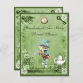 不機嫌ハッターワンダーランドティーパーティーブライダルシャワー 招待状 (正面/裏面)