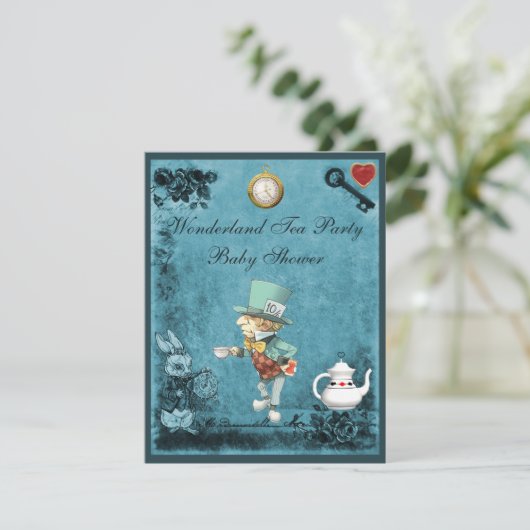 不機嫌ハッターワンダーランドティーパーティーベビーシャワー 招待状 (スタンド正面)