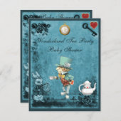 不機嫌ハッターワンダーランドティーパーティーベビーシャワー 招待状 (正面/裏面)