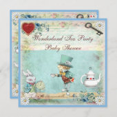 不機嫌ハッターワンダーランドティーパーティーベビーシャワー 招待状 (正面/裏面)