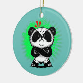 不機嫌パンダ怒ベーベーカッコいいパンダキッズメンズ セラミックオーナメント (左)