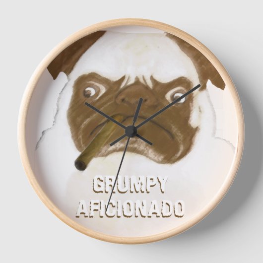 不機嫌パーソナライズされたな腹一杯の葉巻 壁時計 (正面)