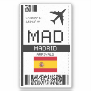 不機嫌マドリードボーディングパス – スペイン旅行 シール