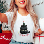 不機嫌メリーな猫のクリスマスシャツ Tシャツ