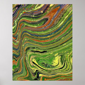 不機嫌ラブ3グリーンストライプの抽象芸術ポスタープリント ポスター