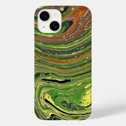 不機嫌ラブ3グリーンストライプの抽象芸術電話ケース Case-Mate iPhoneケース (裏面)