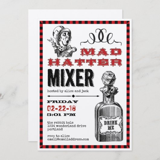 不機嫌帽子ミキサーパーティー 招待状 (正面/裏面)