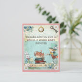 不機嫌帽子屋さんが女の子に本のベビーシャワーを持って来る 招待状 (スタンド正面)