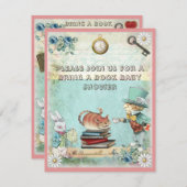 不機嫌帽子屋さんが女の子に本のベビーシャワーを持って来る 招待状 (正面/裏面)