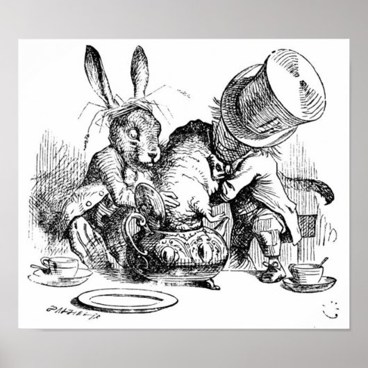 不機嫌帽子屋、ヤマネとマーチヘア ポスター (正面)