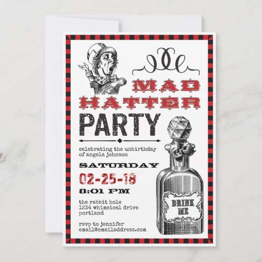 不機嫌帽子未誕生日パーティー 招待状 (正面)