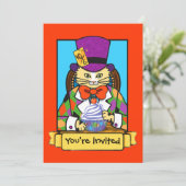 不機嫌帽子猫誕生日招待状 招待状 (スタンド正面)