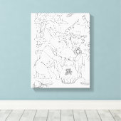 不機嫌帽子白うさぎドアマウスのカラーリングページ キャンバスプリント (インサイチュ (ウッドフロア))