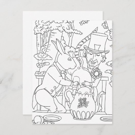 不機嫌帽子白うさぎドアマウスのカラーリングページ シーズンカード (正面/裏面)