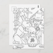 不機嫌帽子白うさぎドアマウスのカラーリングページ ポストカード (正面/裏面)