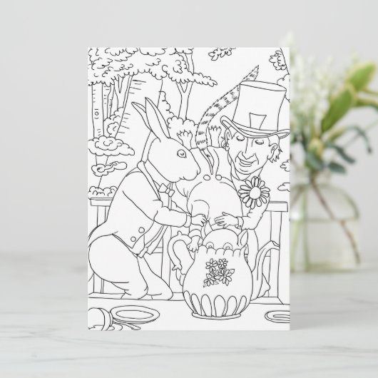 不機嫌帽子白うさぎドアマウスのカラーリングページ 招待状 (スタンド正面)