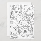 不機嫌帽子白うさぎドアマウスのカラーリングページ 招待状 (正面/裏面)