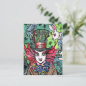 不機嫌帽子白うさぎ ポストカード (スタンド正面)