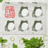 不機嫌日本のなカエル19世紀 キッチンタオル (折り畳み)