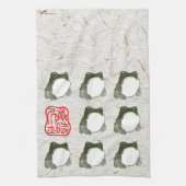 不機嫌日本のなカエル19世紀 キッチンタオル (縦)