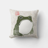 不機嫌日本のなカエル19世紀 クッション (正面)