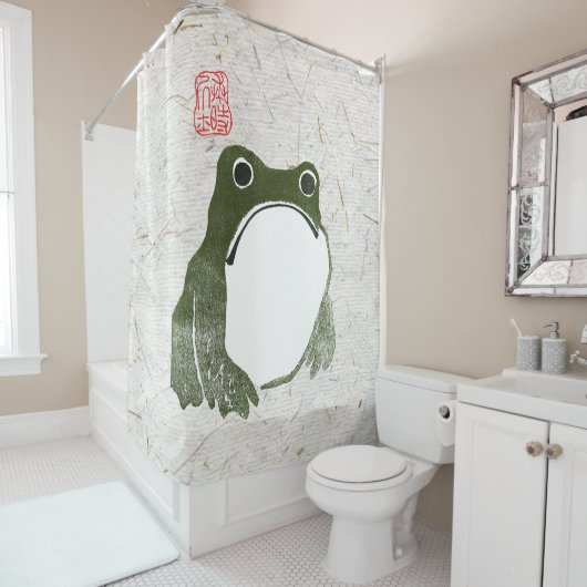 不機嫌日本のなカエル19世紀 シャワーカーテン (インサイチュ)
