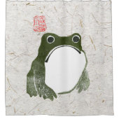 不機嫌日本のなカエル19世紀 シャワーカーテン (正面)