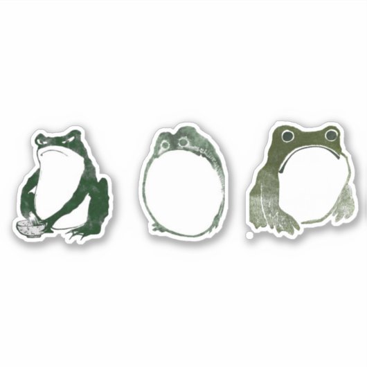 不機嫌日本のなカエル19世紀 シール (正面)