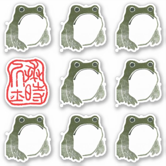 不機嫌日本のなカエル19世紀 シール (正面)