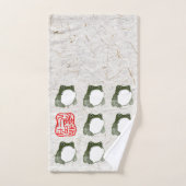 不機嫌日本のなカエル19世紀 バスタオルセット (ハンドタオル)