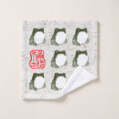 不機嫌日本のなカエル19世紀 バスタオルセット (ウォッシュタオル)