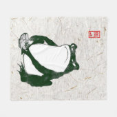 不機嫌日本のなカエル19世紀 フリースブランケット (正面(横))