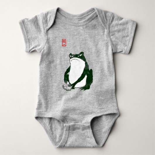 不機嫌日本のなカエル19世紀 ベビーボディスーツ (正面)